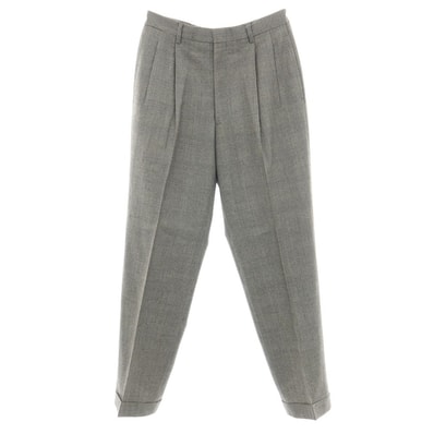 【中古】ブルックスブラザーズ Brooks Brothers ウール グレンチェック ドレススラックスパンツ ブラックxホワイト系【サイズ32】【メンズ】