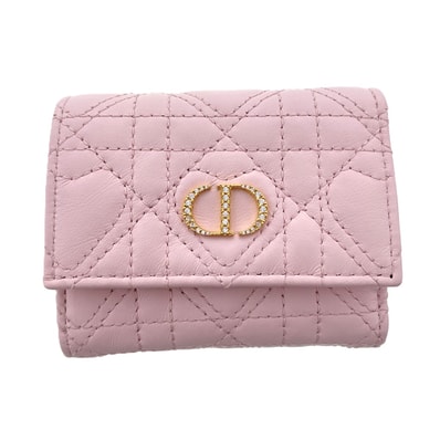 【値下げ】Dior ディオール 【日本限定】Dior Caro Hibiscus Lジップウォレット 三つ折り財布 S4207UJNH ラムスキン ピンク レディース【中古】
