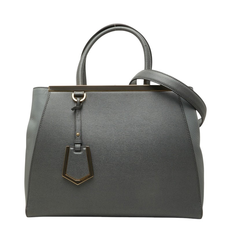 フェンディ トゥージュール ハンドバッグ 2WAY ショルダーバッグ グレー レザー レディース FENDI 中古
