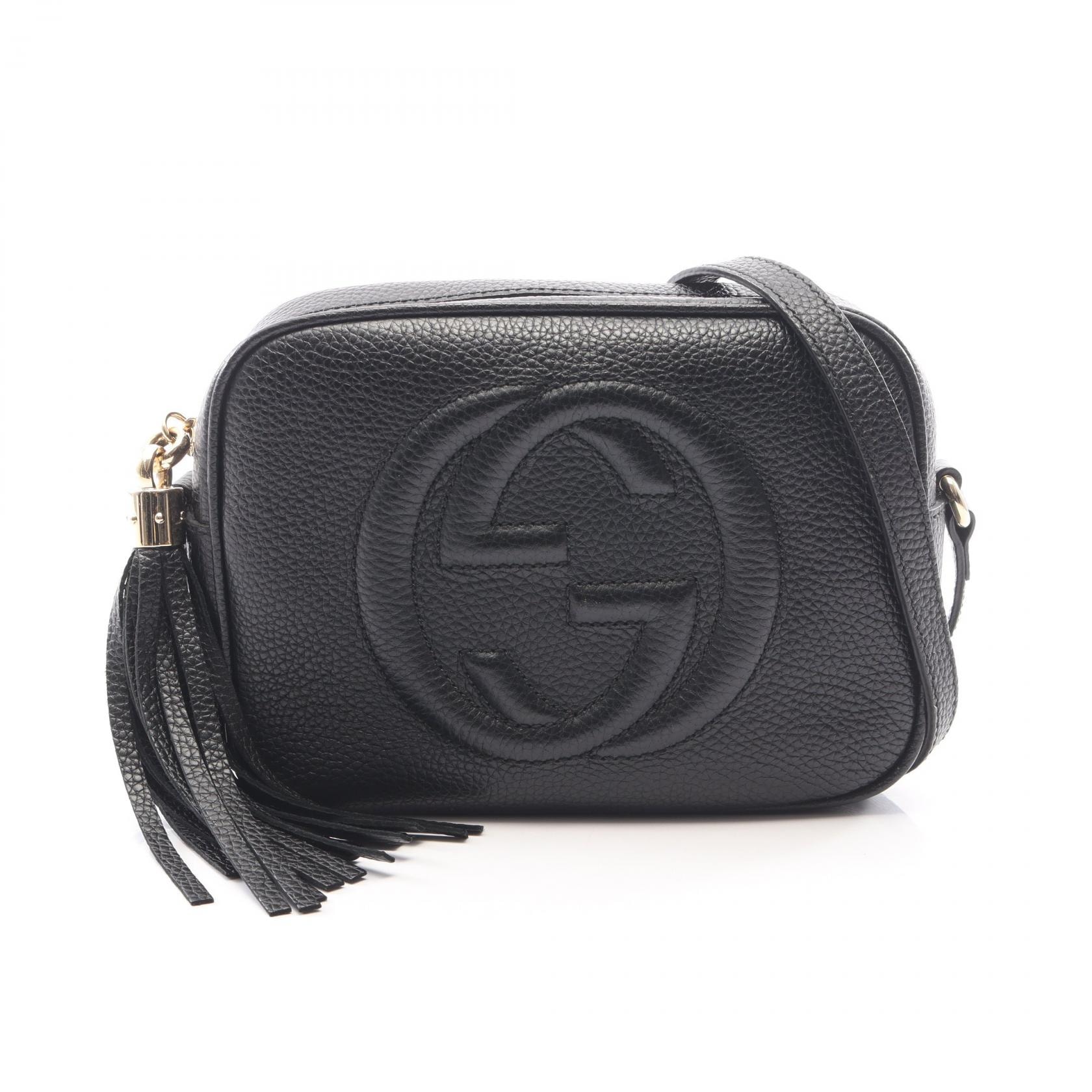 グッチ GUCCI ソーホー ディスコバッグ インターロッキングG ショルダーバッグ バッグ レザー レディース ブラック系 308364 【中古】