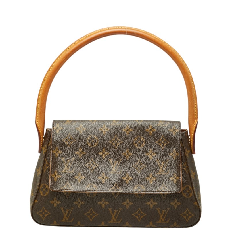 ルイ ヴィトン モノグラム ミニルーピング ショルダーバッグ ハンドバッグ M51147 ブラウン PVC レザー レディース LOUIS VUITTON 中古