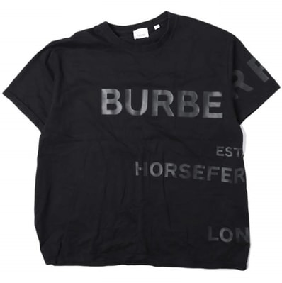 BURBERRY バーバリー Horse Ferry Print Cotton Oversize Tee ホースフェリープリントオーバーサイズTシャツ 8032299 / 70E L BLACK 半袖 HARLFORD トップス g27582