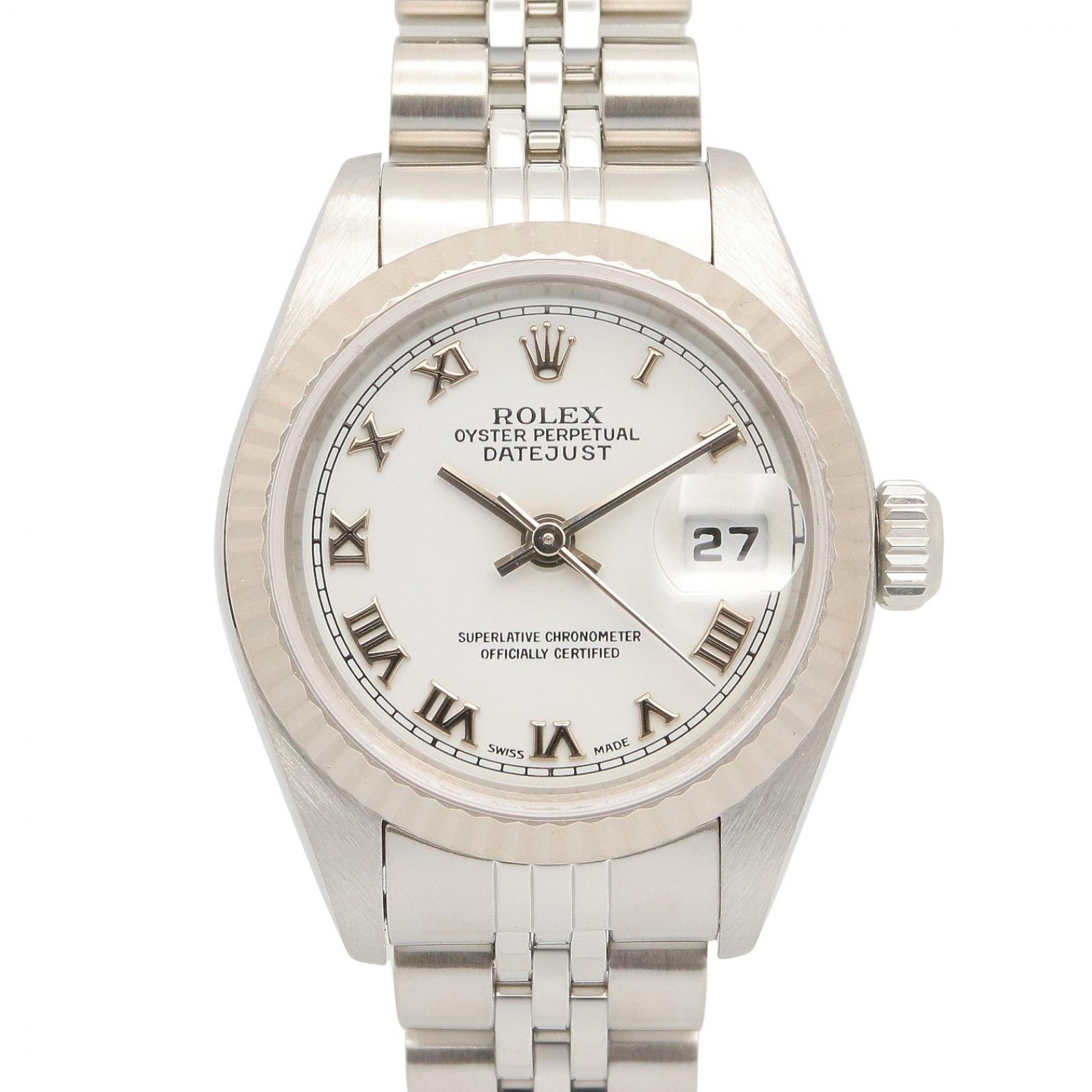 ロレックス ROLEX デイトジャスト A番 ホワイト ローマ 腕時計 時計 K18WG(ホワイトゴールド) ステンレススチール レディース ホワイト系 / シルバー系 / ホワイト/ローマ 79174 【中古】