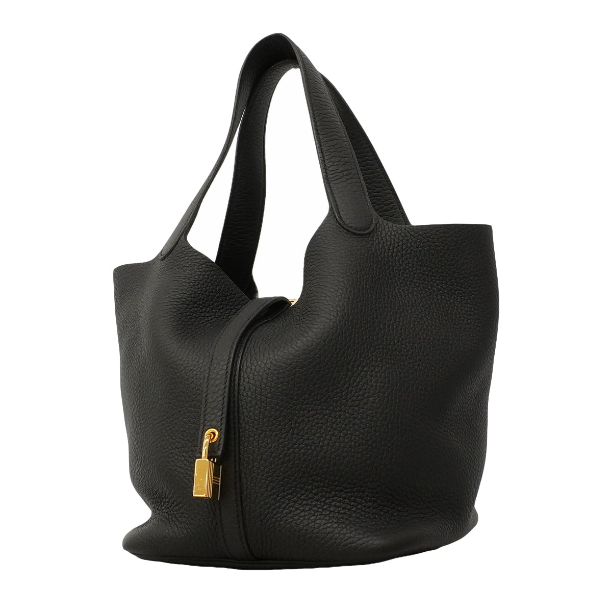 ★SALE【6hd4383】エルメス ハンドバッグ ピコタンロックMM トリヨンクレマンス ブラック ゴールド金具 W刻印【中古】レディース