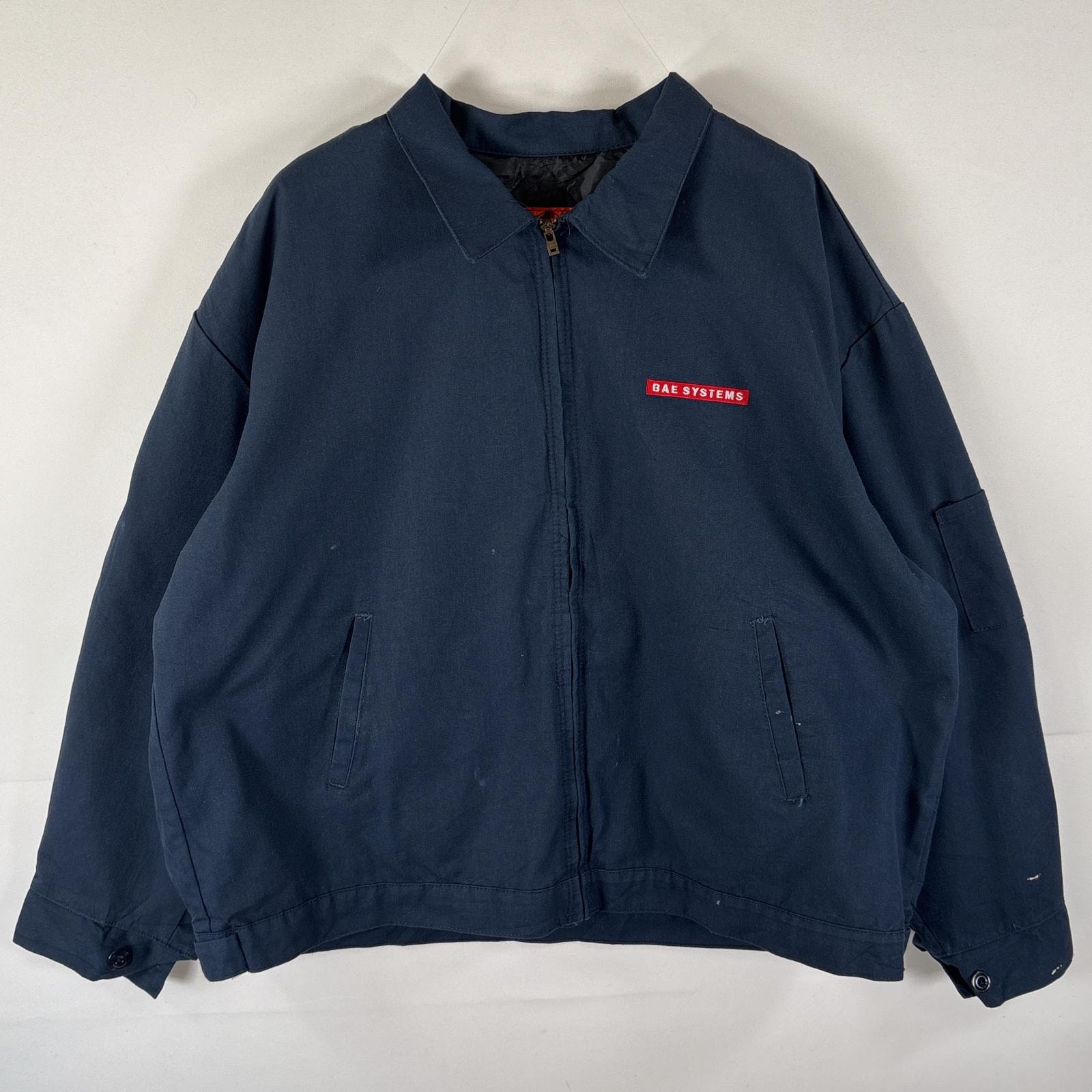 古着 レッドキャップ RED KAP ワークジャケット ブルゾン 大きいサイズ 企業ロゴ 中綿 フルジップ 14042  ネイビー メンズ