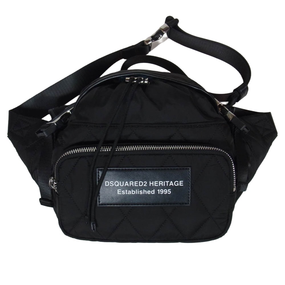 DSQUARED2 ディースクエアード BBM0074-11702380 Heritage Belt Bag ヘリテージ ベルト バッグ キルティング ウエストポーチ ブラック系【美品】【中古】