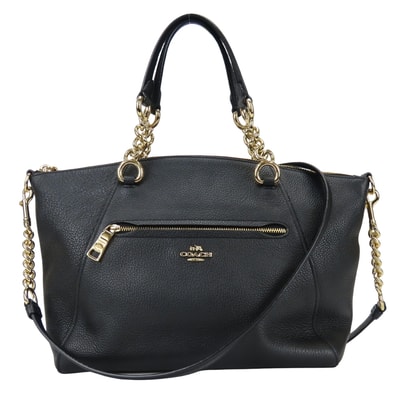 【中古】 コーチ ハンドバッグ 59501 レザー ブラック ゴールド金具 2WAY 斜め掛け ショルダー シンプル チェーン レディース 女性 COACH