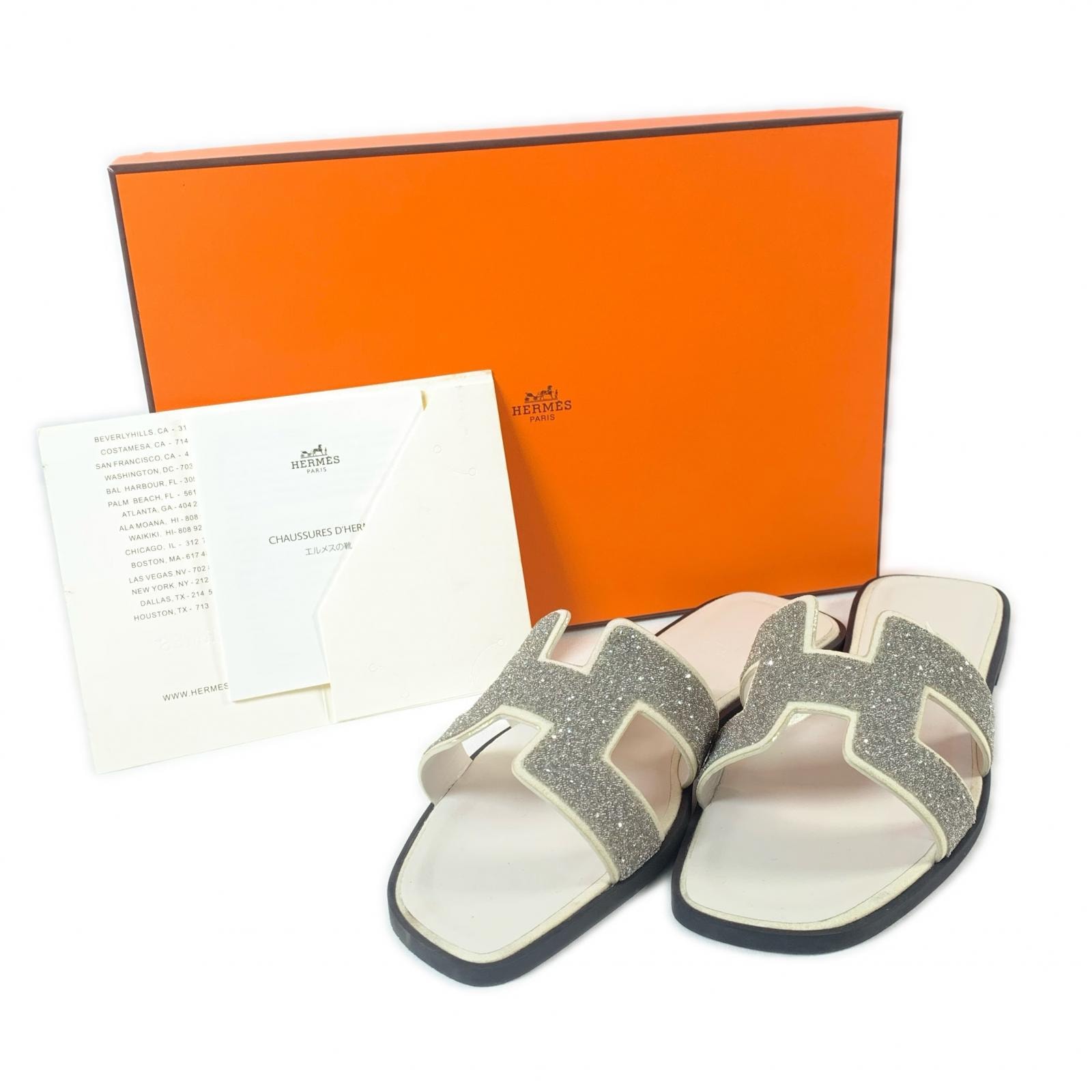 C (やや傷や汚れあり)】HERMES エルメス オラン サンダル ホワイト