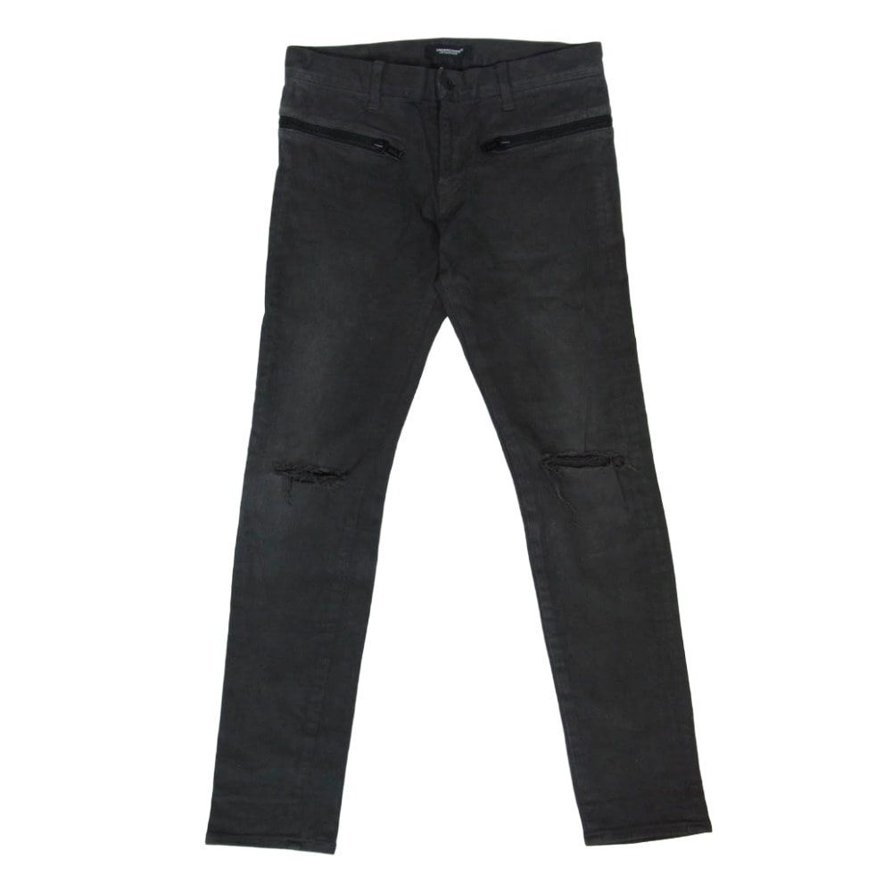 UNDERCOVER アンダーカバー デニムパンツ 18SS UCU4501-1 ダメージ加工 ヒザヤブレ ジップ ストレッチ ジップポケット スキニー デニムパンツ ブラック系 2【中古】