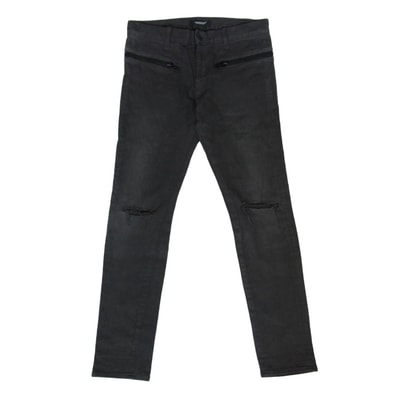 UNDERCOVER アンダーカバー デニムパンツ 18SS UCU4501-1 ダメージ加工 ヒザヤブレ ジップ ストレッチ ジップポケット スキニー デニムパンツ ブラック系 2【中古】