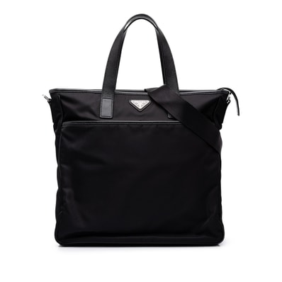 プラダ 三角ロゴプレート ハンドバッグ ショルダーバッグ 2WAY 2VG033 ブラック ナイロン レザー レディース PRADA 中古