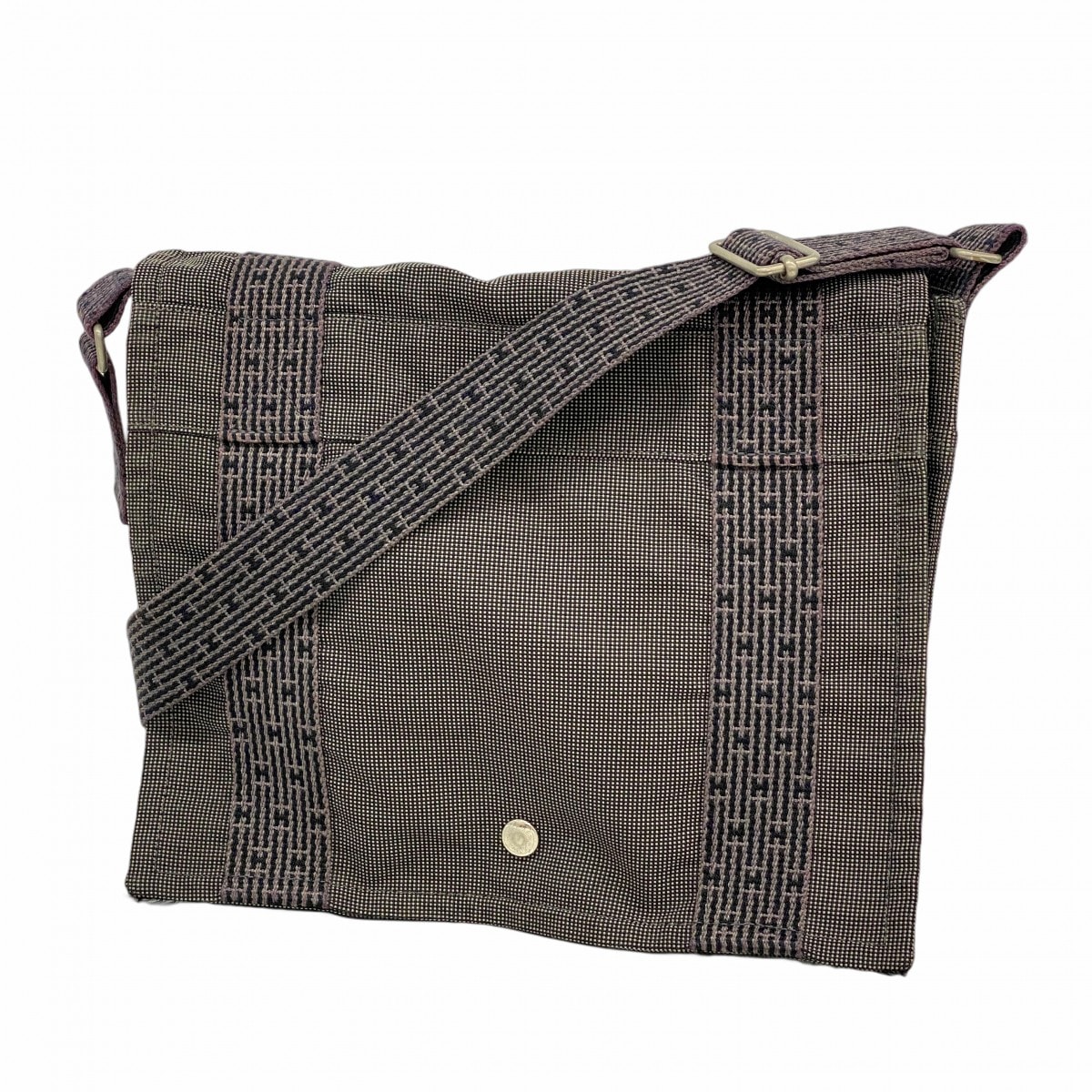 ★SALE【6da0230-k】エルメス ショルダーバッグ エールラインバサスPM キャンバス グレー シルバー金具【中古】メンズ レディース ユニセックス