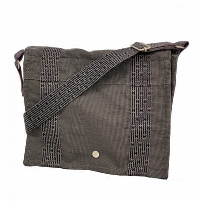 ★SALE【6da0230-k】エルメス ショルダーバッグ エールラインバサスPM キャンバス グレー シルバー金具【中古】メンズ レディース ユニセックス
