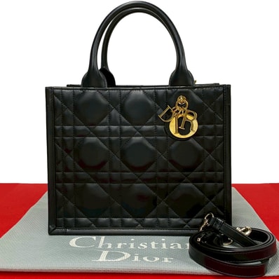 Christian Dior ディオール ブックトート マクロカナージュ レザー ショルダーバッグ ブラック
73143