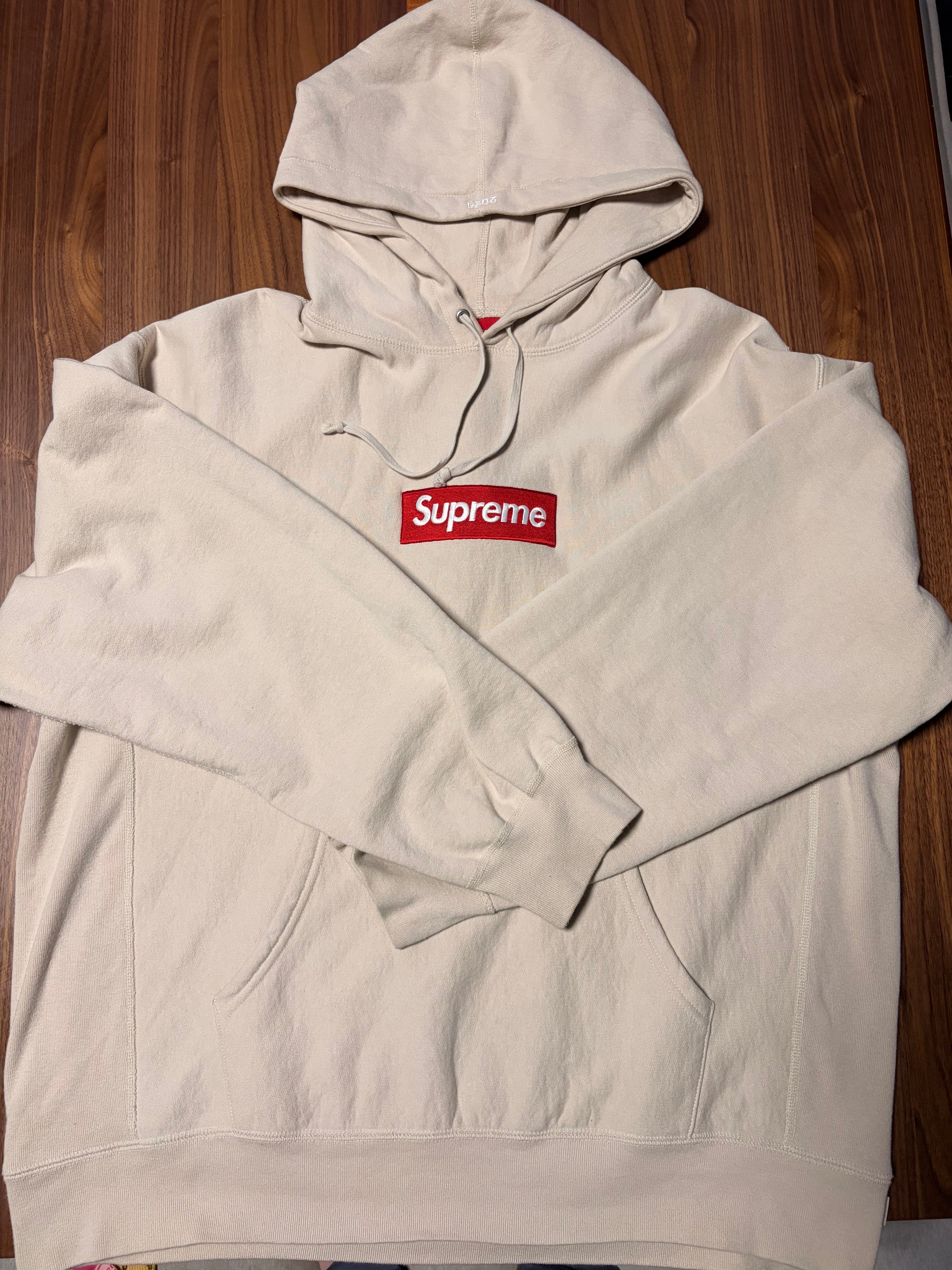 Supreme Box Logo Hooded Sweatshirt "Stone" (24FW)