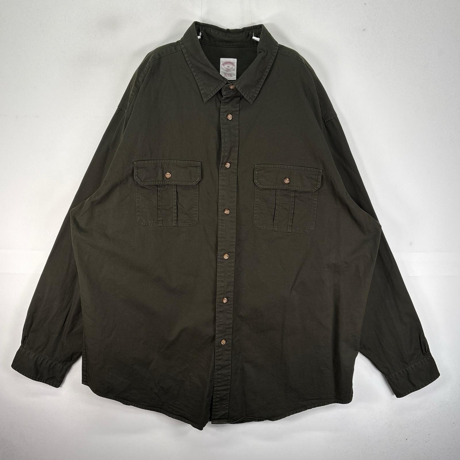 古着 ブルックスブラザーズ Brooks Brothers 長袖シャツ 胸ポケット XL  カーキ系 無地 メンズ