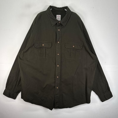 古着 ブルックスブラザーズ Brooks Brothers 長袖シャツ 胸ポケット XL カーキ系 無地 メンズ