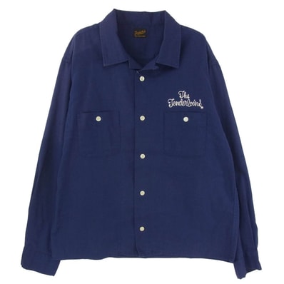 TENDERLOIN テンダーロイン T-BOWL SHT L/S 刺繡 ボーリング 長袖 シャツ ネイビー系 M【中古】