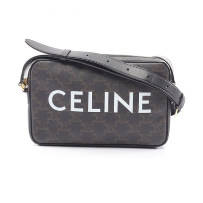 セリーヌ CELINE トリオンフ ミディアム メッセンジャーバッグ ショルダーバッグ バッグ PVCコーティングキャンバス レザー メンズ レディース ブラック系 / ブラウン系 / ホワイト系 194502CIM 【中古】