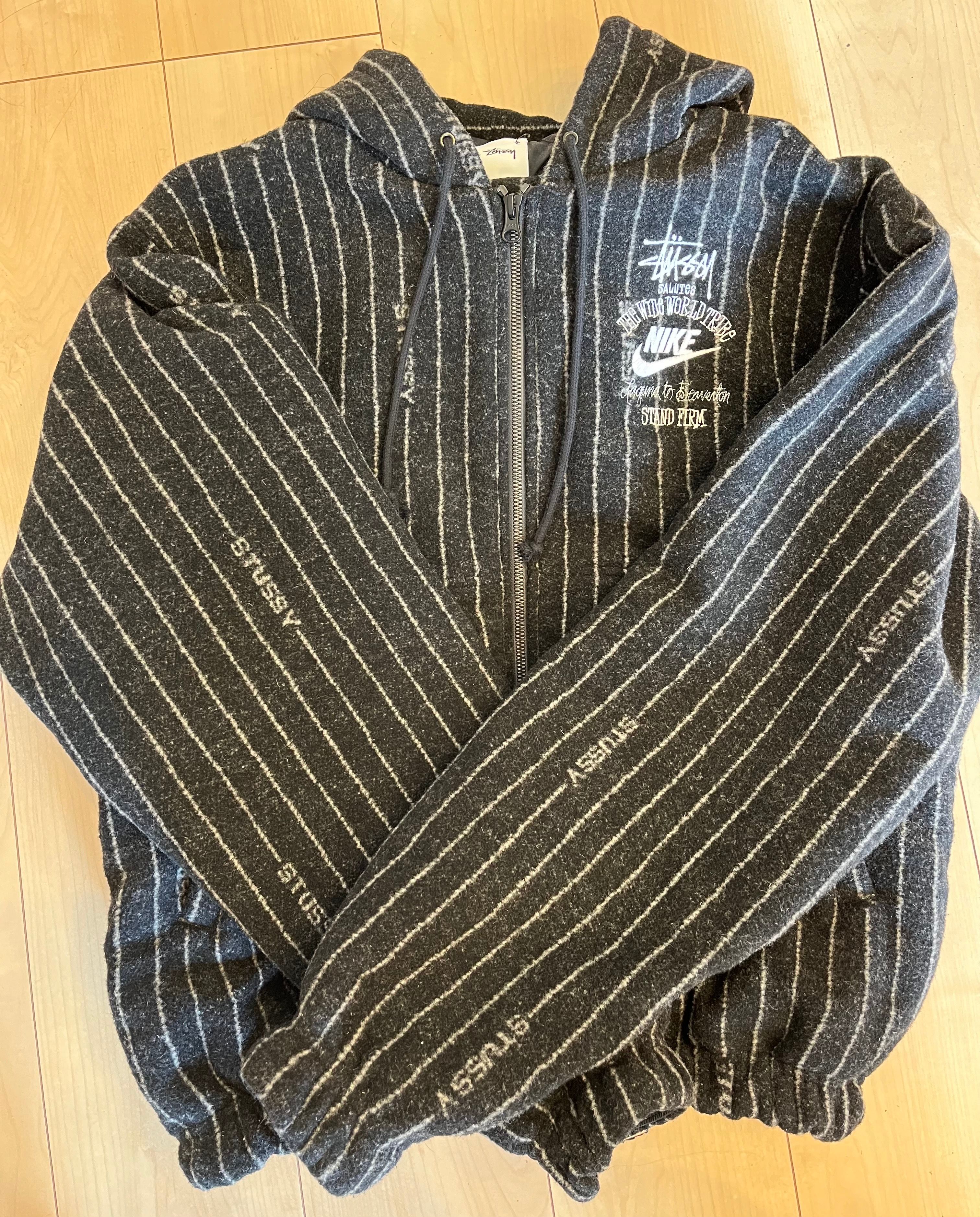 Stussy x Nike Striped Wool Jacket "Black"