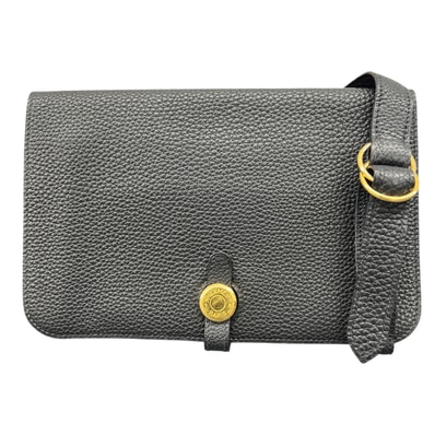 HERMES 美品 エルメス ドゴン ポッシュ トゴ 2way ボディバッグ クラッチバッグ □J 2006年製造 レザー ブラック ゴールド クロスボディ ヒップバッグ パーティバッグ ミニバッグ ABランク 中古 鑑定済 エルメスバッグ