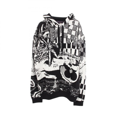 ルイ・ヴィトン LOUIS VUITTON パリコラージュジャカード ニット パーカー 衣料品 トップス コットン メンズ ブラック系 / ホワイト系 RM231 TB7 HON82W 【中古】