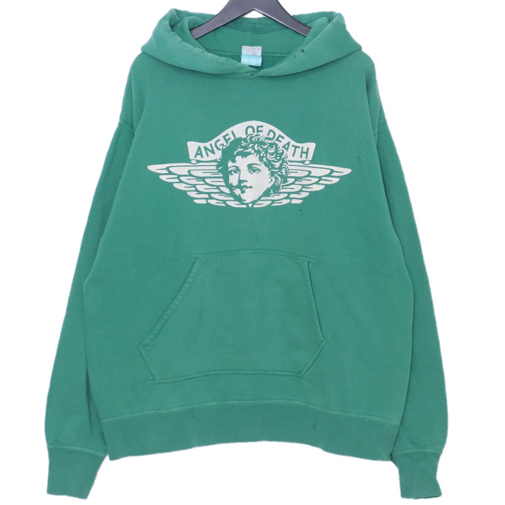 SAINT Mxxxxxx Angel Print Distressed Pullover Hoodie 22AW