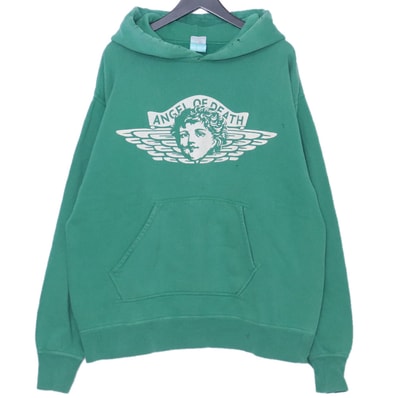 SAINT Mxxxxxx Angel Print Distressed Pullover Hoodie 22AW