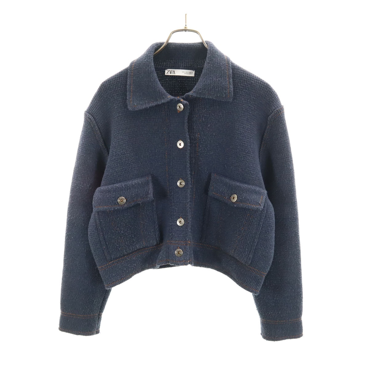 ZARA ザラ アンクル ニットジャケット S ネイビー