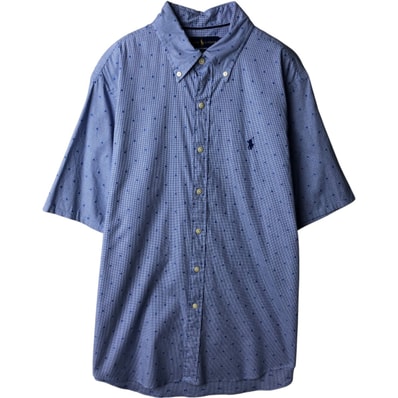 古着 ラルフローレン Ralph Lauren POLO RALPH LAUREN PERFORMANCE 千鳥格子柄 半袖 ボタンダウンシャツ メンズL相当/eaa637720