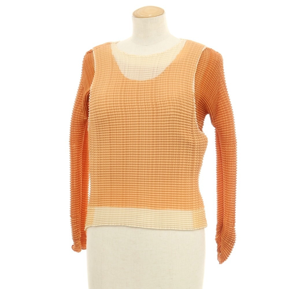 美品✨　イッセイミヤケ 長袖カットソー ベージュ　サイズM イッセイミヤケ 長袖 カットソー w2725-0819-④-① サイズ3