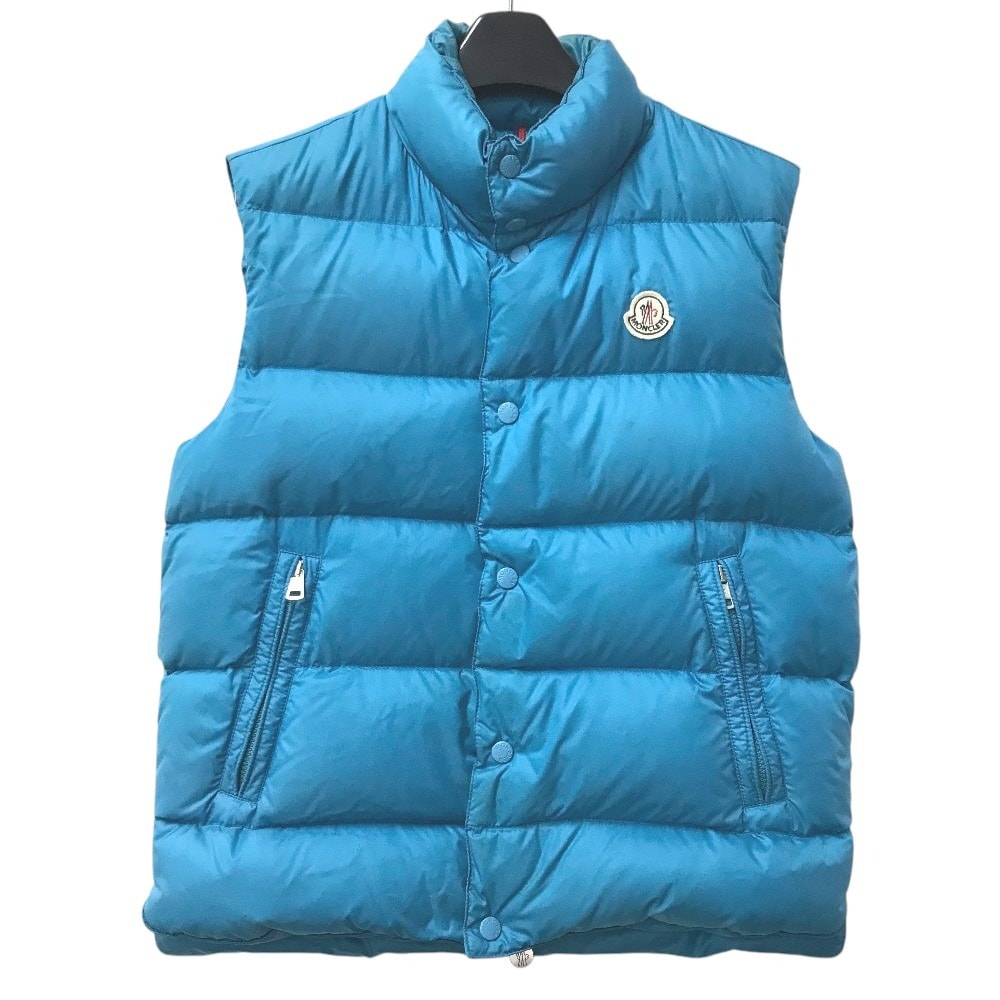 モンクレール MONCLER ロゴ ワッペンベスト アパレル アウター 袖なし ベスト ダウンベスト ナイロン ブルー