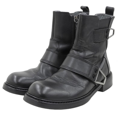 ディーゼル D-JACK BELTED インサイドジップ ブーツ レザー シューズ メンズ ブラック 40 40