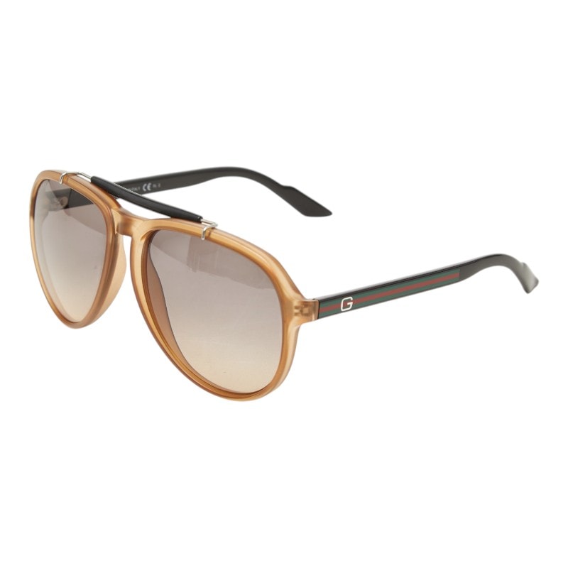 グッチ ティアドロップ サングラス GG1029 ブラウン ブラック プラスチック メンズ GUCCI 【中古】