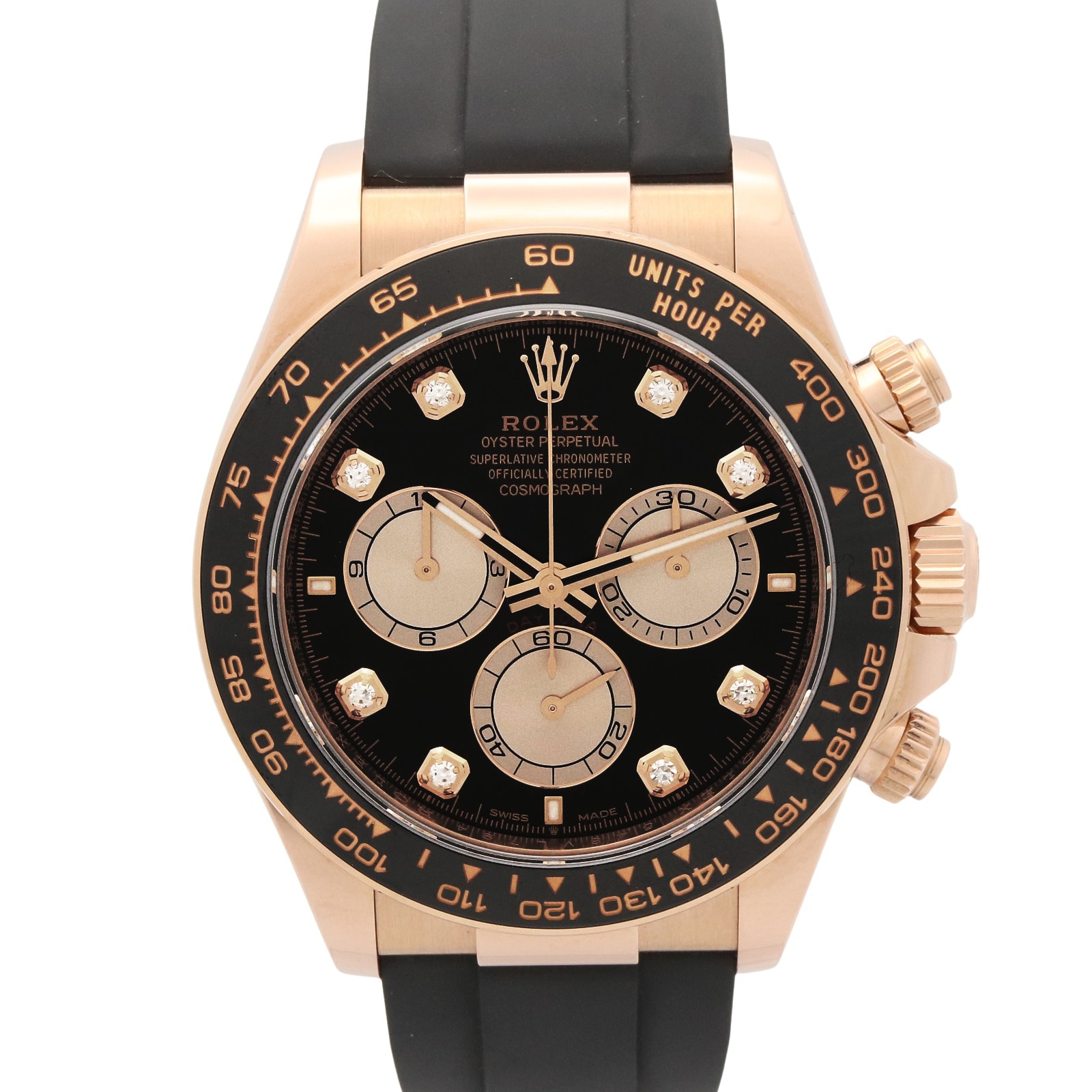 ロレックス ROLEX デイトナ 8Pダイヤ ランダム番 腕時計 時計 K18PG(ピンクゴールド) ラバーベルト ダイヤモンド メンズ ブラック系 サンダスト 126515LNG 【中古】