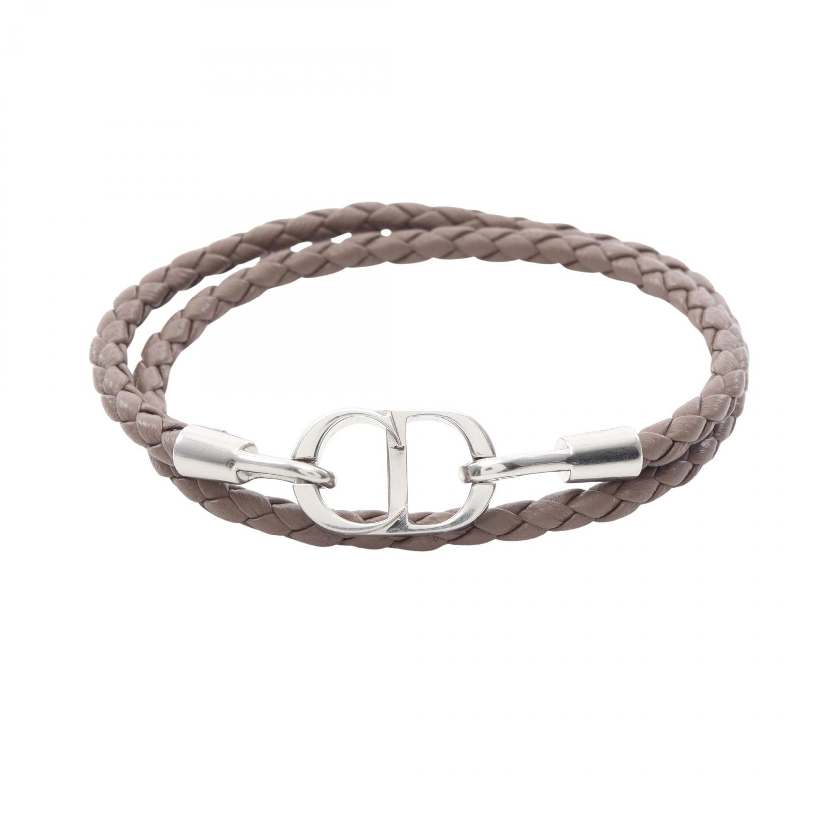 ディオール Dior CD Icon ブレイドレザー ダブル ブレスレット アクセサリー レザー ステンレススチール メンズ グレー系 / シルバー系 B1973HOMLE010L 【新品】