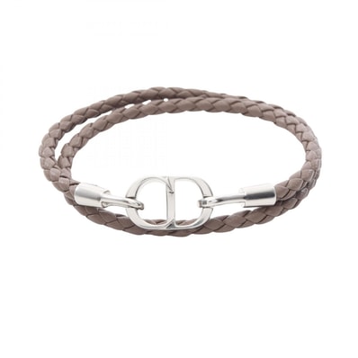 ディオール Dior CD Icon ブレイドレザー ダブル ブレスレット アクセサリー レザー ステンレススチール メンズ グレー系 / シルバー系 B1973HOMLE010L 【新品】