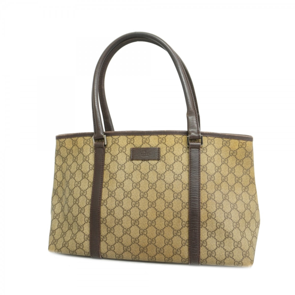 【6db1609-k】グッチ トートバッグ GGスプリーム 114595 PVC ブラウン シルバー金具【中古】レディース