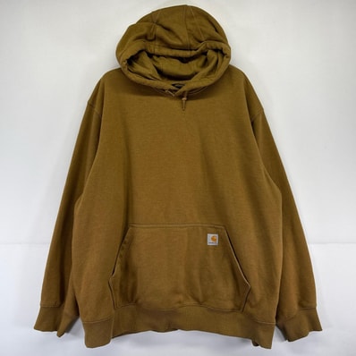 古着 カーハート Carhartt パーカー ワンポイントロゴ プルオーバー 大きいサイズ 2XL ブラウン系 メンズ