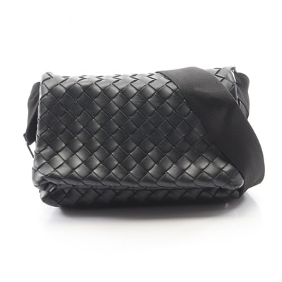 ボッテガヴェネタ BOTTEGA VENETA イントレチャート ショルダーバッグ バッグ レザー メンズ ブラック系 【中古】