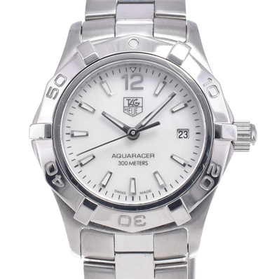 タグホイヤー TAG HEUER WAF1414 アクアレーサー デイト ホワイトシェル クォーツ レディース 良品 腕時計 N#148584