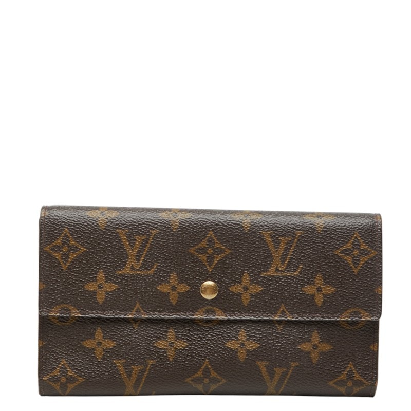 ルイ ヴィトン モノグラム ポルトトレゾール インターナショナル 長財布 M61215 ブラウン PVC レザー レディース LOUIS VUITTON 中古