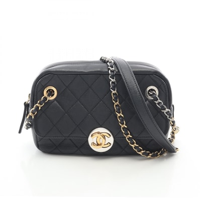 シャネル CHANEL マトラッセ カメラバッグ ショルダーバッグ バッグ レザー レディース ネイビー系 【中古】