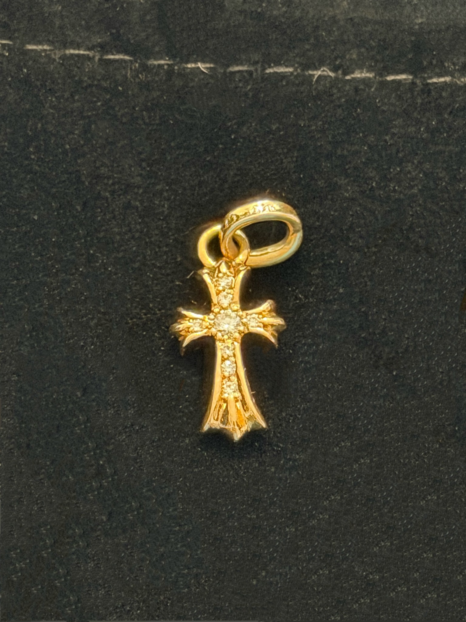 Chrome Hearts 22K CH Cross Baby Fat Charm with Pave Diamond "Yellow Gold"