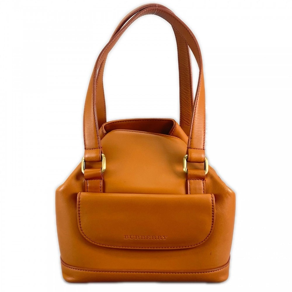 BURBERRY バーバリー ハンドバッグ レザー ブラウン 茶 ゴールド金具 レディース【中古品】