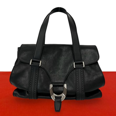 CELINE セリーヌ ロゴ 金具 パンチング レザー トートバッグ ブラック
21497