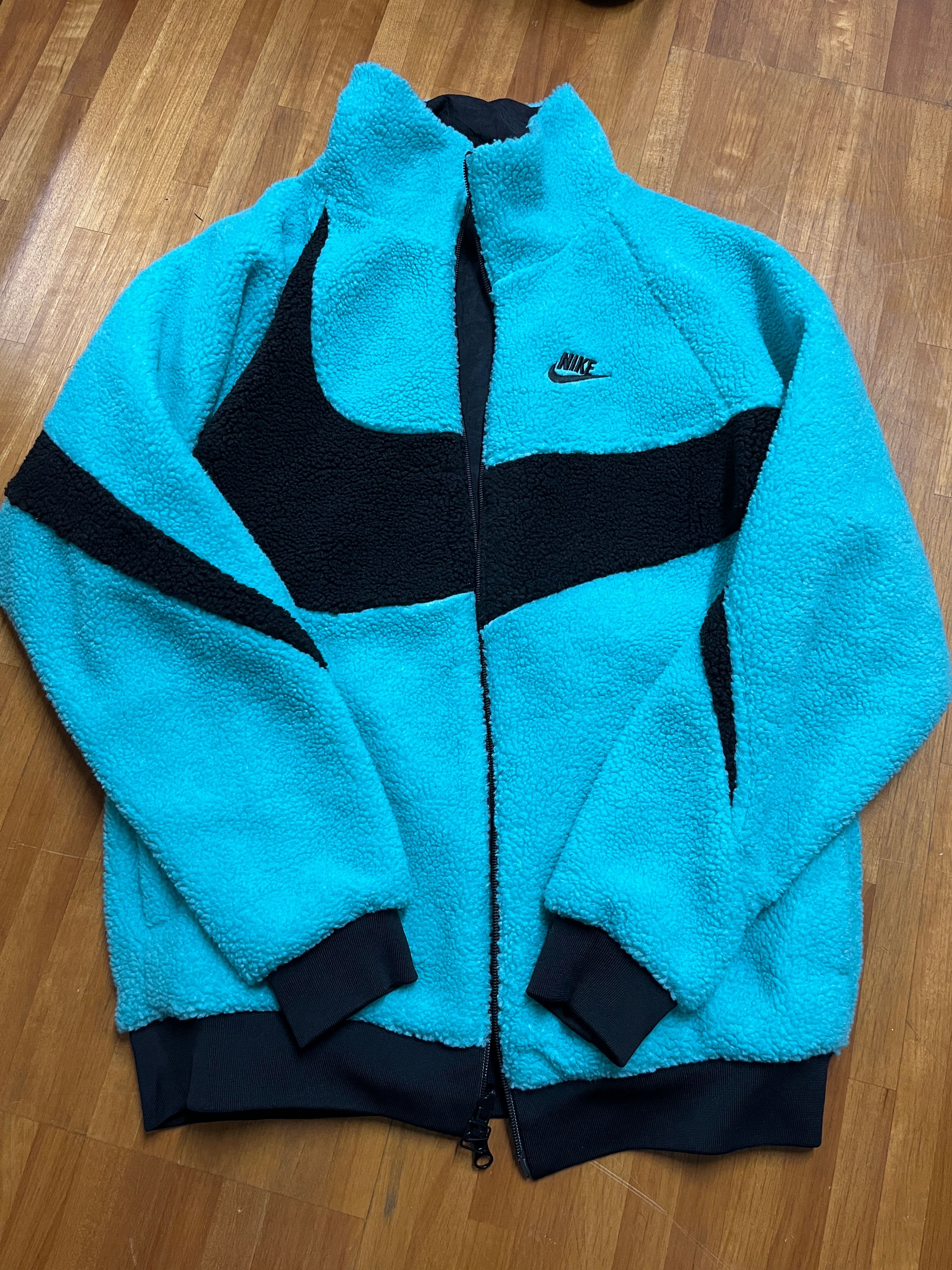 Nike Full Zip Big Swoosh Boa Jacket "Hyper Jade/Black"