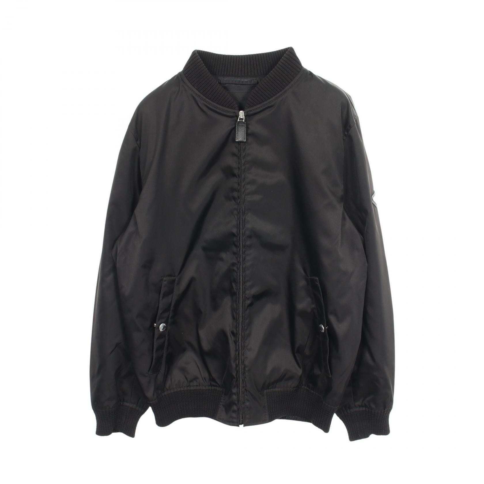 プラダ PRADA Re-Nylon トライアングルロゴ ブルゾン 衣料品 アウター ナイロン ウール メンズ ブラック系 SGH038/R121/1WQ8 【中古】