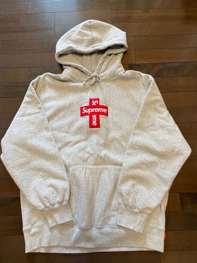 Supreme Cross Box Logo Hooded Sweatshirt "Grey"