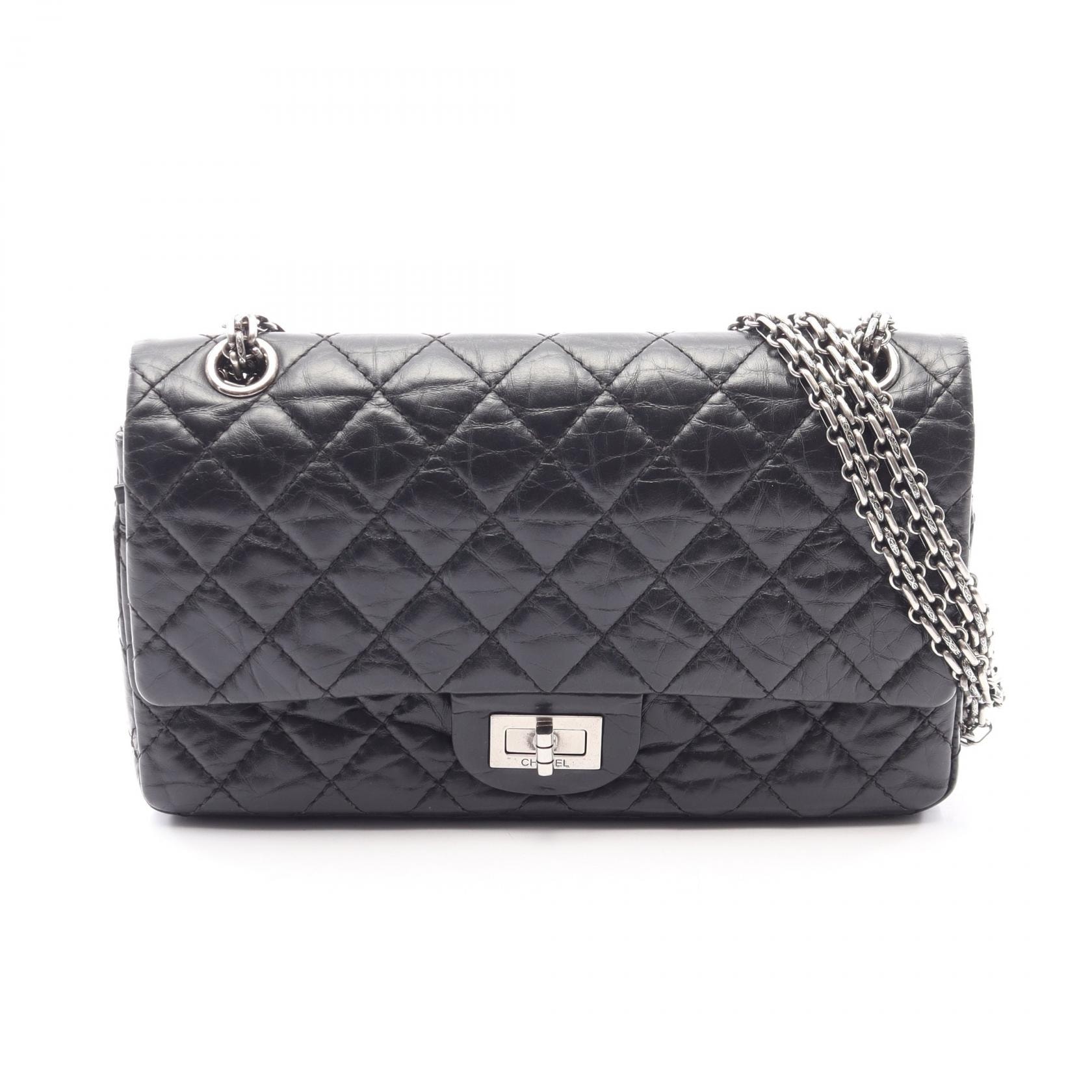 シャネル CHANEL 2.55 マトラッセ マドモアゼルチェーン ショルダーバッグ バッグ カーフ(牛革) レディース ブラック系 【中古】